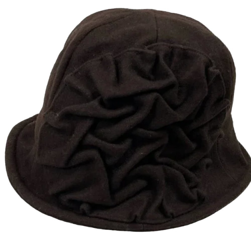 Betmar NY Brown Ruffle Wool Blend Bucket Hat